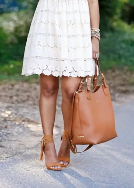 wear Brown Shoes with White Dress