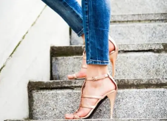 Strappy High Heel Sandals with Skinny Jeans