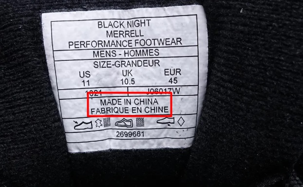 Merrel shoes made in China