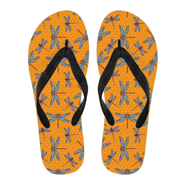 Orange Dragonfly Flip Flops | Chooze Shoes